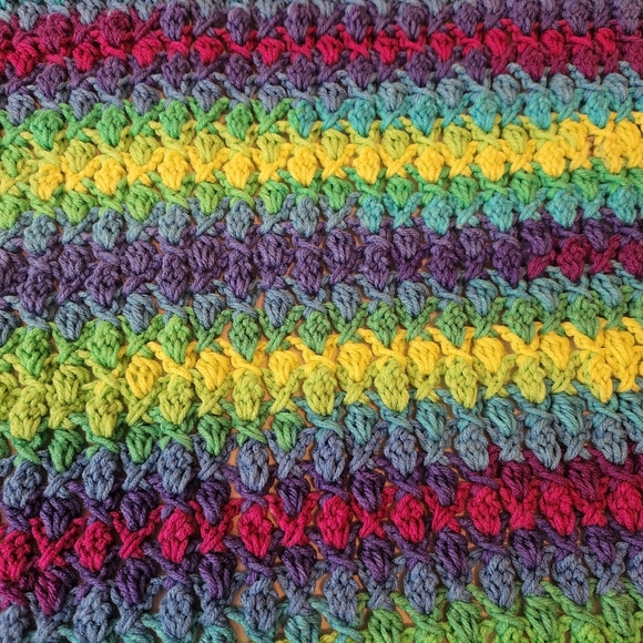 Handmade Crocheted Parrot Stripe Baby Blanket - Picture 4 of 7